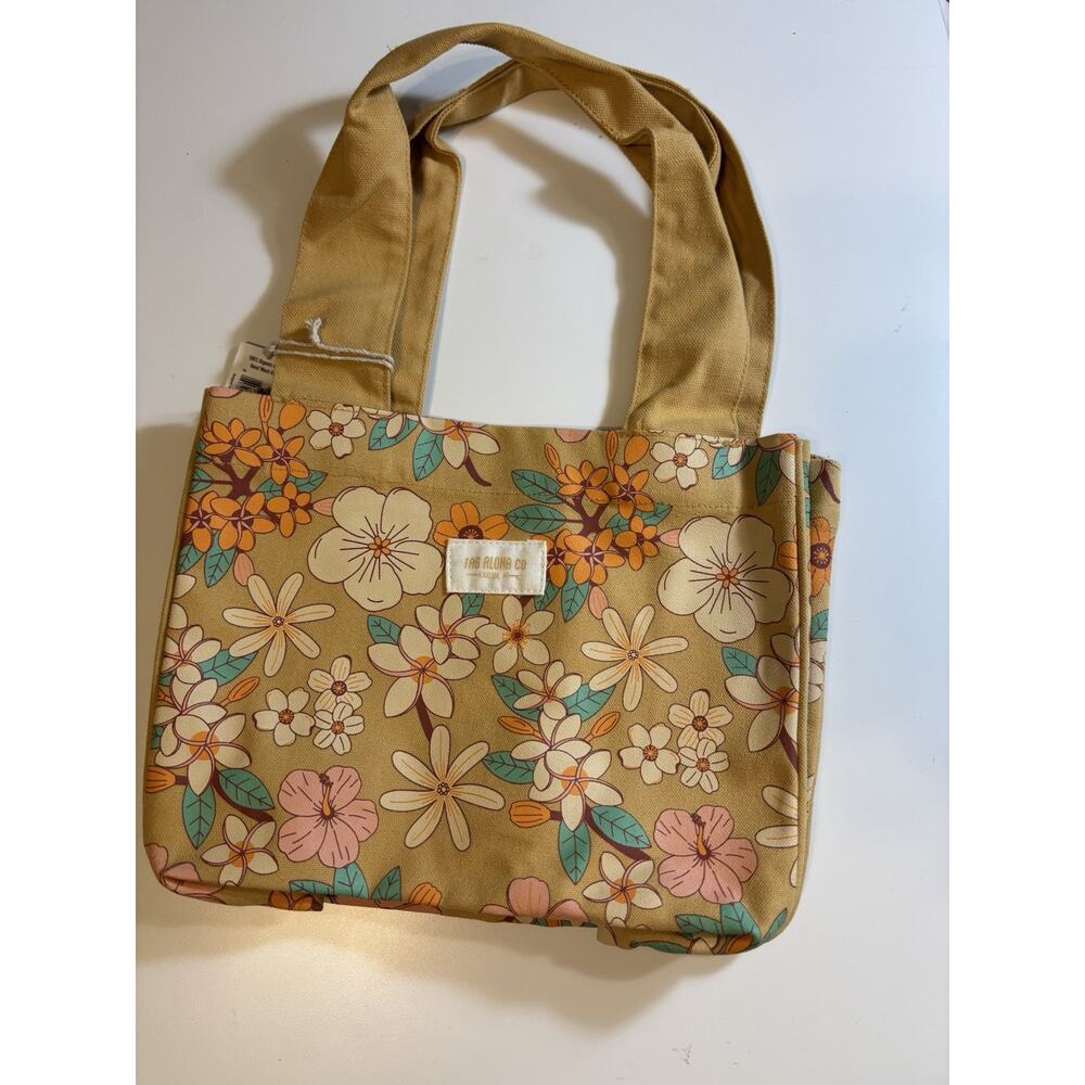 Tag Aloha Co Floral Tote Bag Small Lightweight Open Top Double Handles Logo - Picture 2 of 3